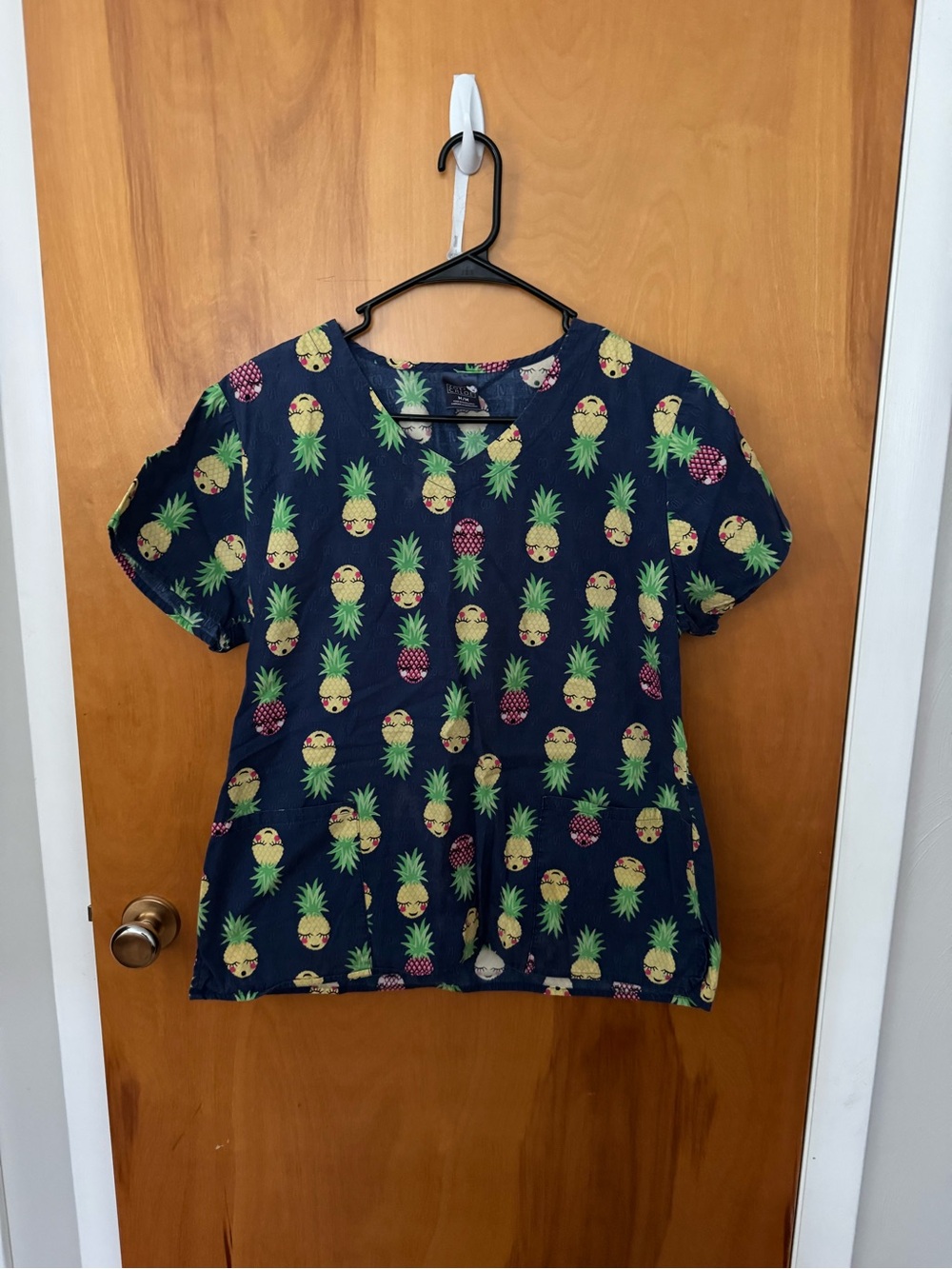 Zoe + Chloe Pineapple Print Scrub  Top